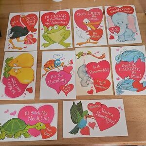 Vintage 1970 Cute Animal Valentine's Day Cards